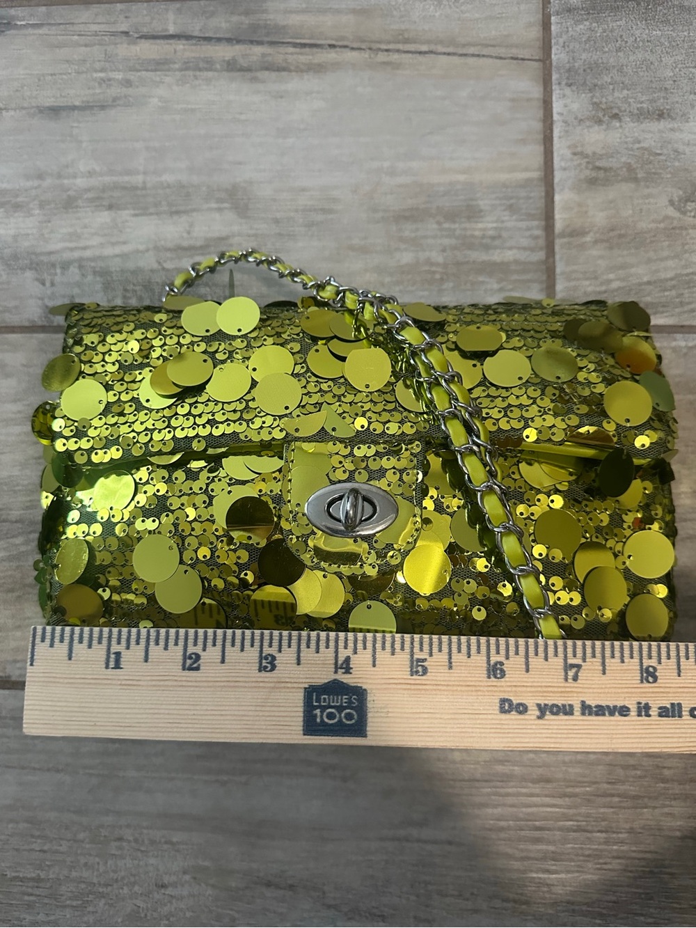 SHEIN Lime Green Sequin Chain Shoulder Bag - Picture 2 of 8